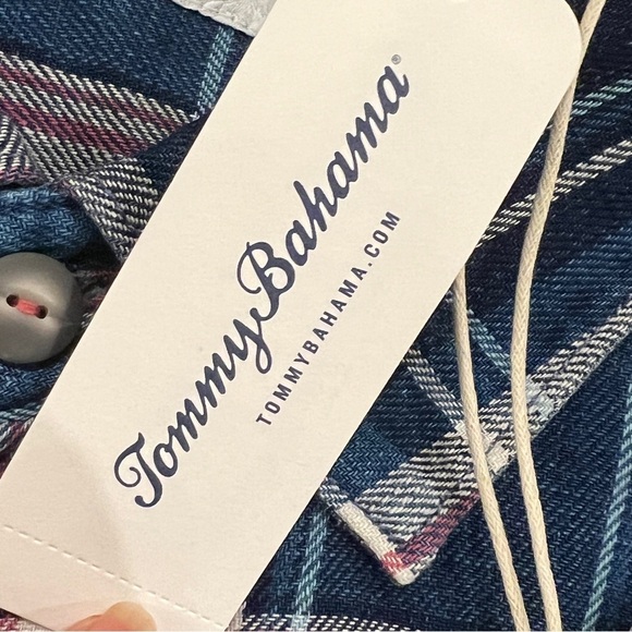 NEW Tommy Bahama Soul Cal Surf Plaid Shirt Men's Size XL Bering Blue Check - Picture 8 of 10